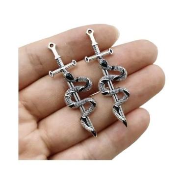 Imagem de 10 pçs nova moda retro cobra espada pingente acessórios diy cobra espa