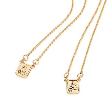 Imagem de Escapulário Rommanel Coração Jesus E Nossa Sra Carmo 531222 Cor:Dourad