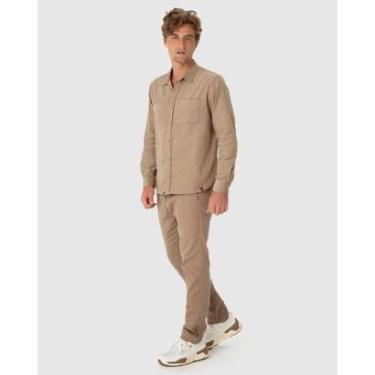 Imagem de Calça Chino Masculina Cadarço Frontal Em Sarja Com Elastano-Masculino