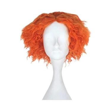 Imagem de Peruca Sintética Curta E Cacheada Laranja Para Cosplay De Anime E Fest