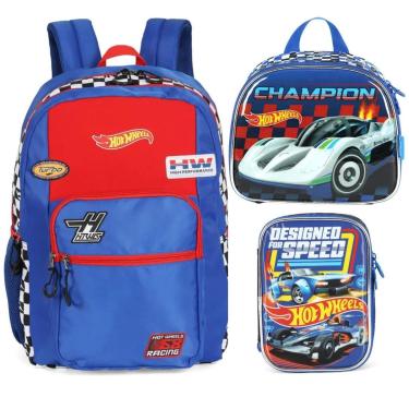 Imagem de Kit Mochila Lanch Estojo Escolar Menino Bolsa Hot Wheels-Masculino