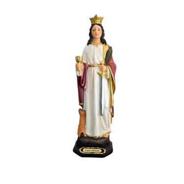 Imagem de Imagem Sacra Santa Bárbara em Resina 30CM Branca para Altar, Capela Ou Residência Iracema Collection