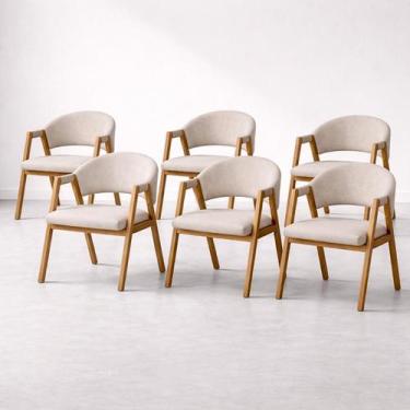 Imagem de Kit 6 Cadeiras Jantar Allegra Moderna 100% Tauari Linha Alta Cor:Linho