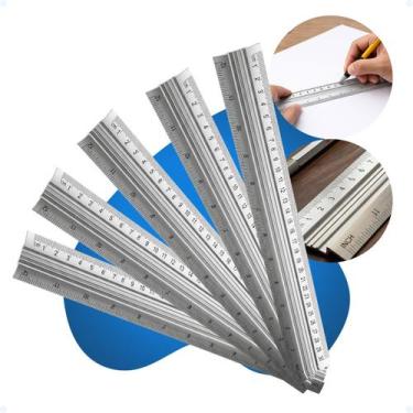 Imagem de Kit 5 Régua De Alumínio 30cm Para Escola Escritório Trabalho - Judi