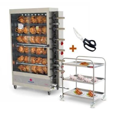 Imagem de Assador De Frango Gás 6 Espetos Tubular Pr-634 Progás + Tesoura Tramon