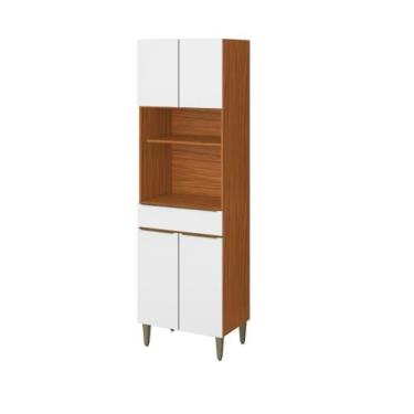 Imagem de Paneleiro 04 Portas 01 Gaveta e Nicho P/ Microondas Clara - Cinamomo/B