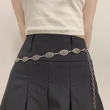 Imagem de Cinto Corrente Feminino De Metal Retrô Ajustável Fashion Cor:Prateado 