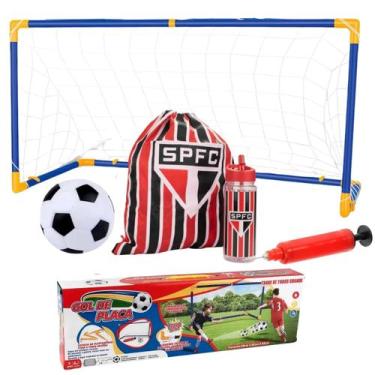 Imagem de Kit Trave De Gol Golzinho Infantil C/ Bomba De Ar Rede Bola + Mochila 