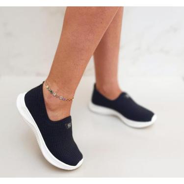 Imagem de Slip On Tênis Meia Feminino Calce Fácil Preto - Sobressalto, 37, Preto