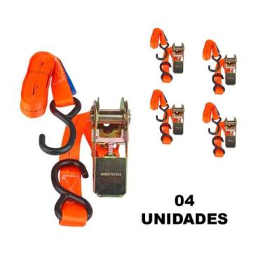 Imagem de Kit 4 Cinta Catraca de Amarração para Carga 3 de Metros 800Kg - ROBUST