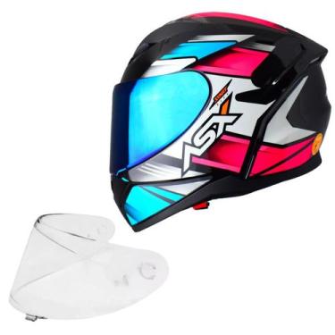 Imagem de Capacete Feminino Asx City Start Rosa Esportivo Viseira Azul, Rosa, 58