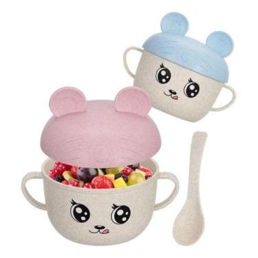 Imagem de Pote Caneca Papinha Infantil C/ Colher Marmita Escolar Lanch - fwb, Az