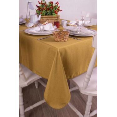 Imagem de Toalha de Mesa Retangular em Oxford Dourado, 1,40 x 2,10