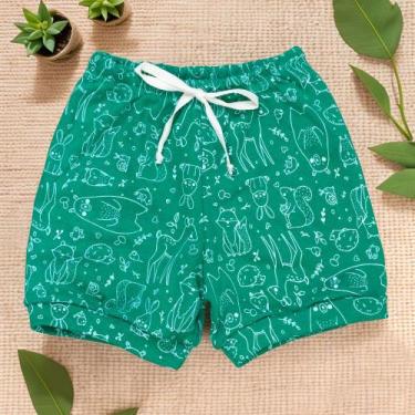 Imagem de Shorts para Bebê Menino Floresta Verde  Estilo Minimalista - Era Uma V