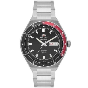 Imagem de Relógio Orient Automático 3 Estrelas Heritage Prateado Preto Vermelho
