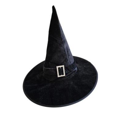 Imagem de Chapéu bruxa aveludado c/ faixa preta e fivela Halloween - Xiao