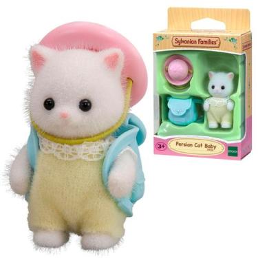 Imagem de Sylvanian Families Bebê Gato Persa Com Chapéu E Bolsa Infantil Origina