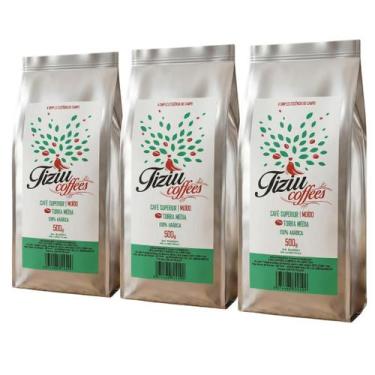 Imagem de Café Moído Tiziu Coffees 100% Arábica 500g Kit 3 Unidades