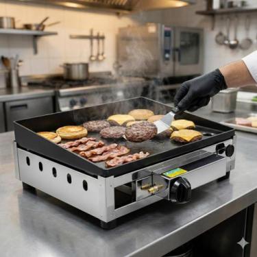 Imagem de Chapa de Lanche Profissional a Gás 40x30cm Base Inox Chapa Removível 3