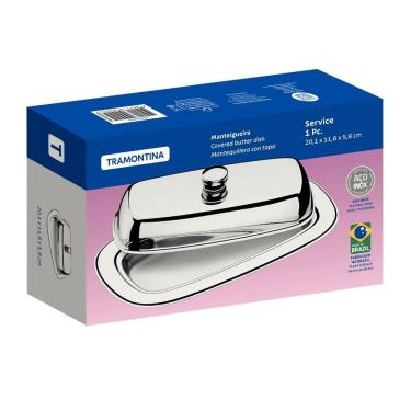 Imagem de Manteigueira Service para Servir Manteiga Aço Inox com Tampa Formato Retangular para Mesa Tramontina