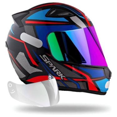 Imagem de Capacete Ebf Spark Spider Azul Mais Viseira Camaleão, 60