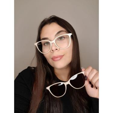 Imagem de Armação Óculos Grau Clipon Sol Feminino Gatinho 2 Em 1-Feminino