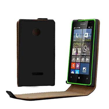 Imagem de Capa ultrafina de couro com botão magnético flip vertical para Microsoft Lumia 532 (preto) capa traseira para telefone (cor: preta)
