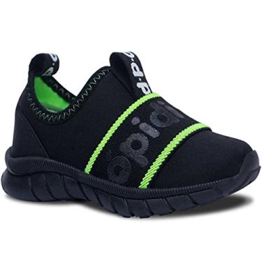 Imagem de Tenis Casual Infantil Nº 20 ao 27 Menina Menino Moda Calce Fácil 11.59 (Preto/Verde, BR, Criança de 1 a 3 anos, Numérico, 20)