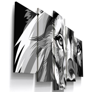 Imagem de Quadros Decorativos Leão Abstrato Sala QU