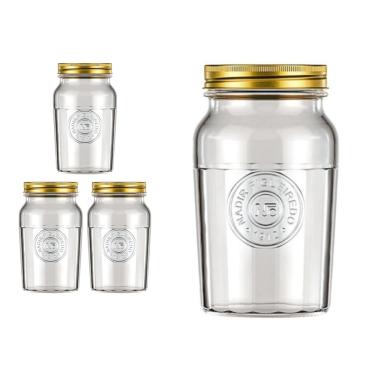 Imagem de 3 Pote Americano Mantimento Café Vidro Vintage 1L Nadir