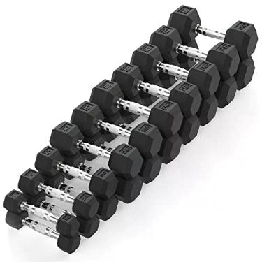 Imagem de Kit Halteres Sextavado Emborrachado pares 1 a 10 kg – D1Fitness