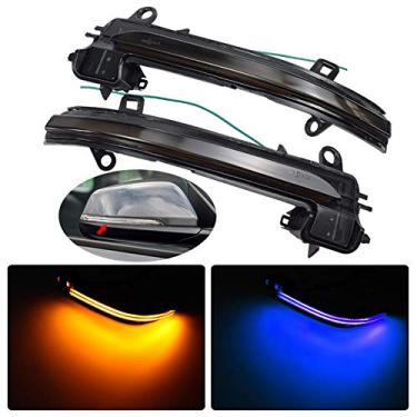 Imagem de Indicador de luzes de mudança sequencial LED com espelho lateral fumado dinâmico para BMW X2 F39 X1 F48 F49 F45 F46 F52 (azul-amarelo)
