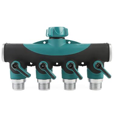Imagem de C/H Divisor de mangueira de jardim de 4 vias, distribuidor de torneiras de água de 3/4", conector de torneira de mangueira, regulador de fluxo de água adaptador de torneira e travável para irrigação de jardim