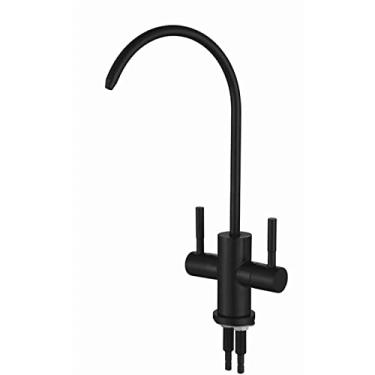 Imagem de Torneira de pia com furos duplos de 1/4 '' preto osmose reversa filtro de água potável ferramenta de torneira de cozinha instalação rápida, China