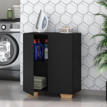 Imagem de Armário Lavanderia com 2 Portas Multimóveis MP5023 Preto/Natural