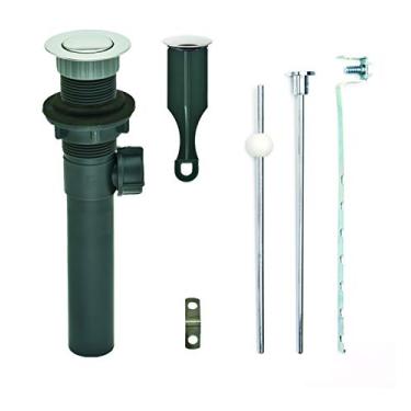 Imagem de PF WaterWorks PF0735-CH-GR-NO, pia de banheiro/ralo pop-up cinza ABS com haste de elevação esférica | Sem transbordamento | Listado pela CUPC, cromado