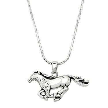 Imagem de Falari Colar com pingente de cavalo strass cristal r dio polido, Metal Strass