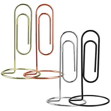 Imagem de Suporte de memorandos de mesa 4 peças jumbo clipe de papel de mesa suporte de cartão suporte de escritório porta-notas, porta-números de mesa, acessório de escritório para guardar lembretes de contas