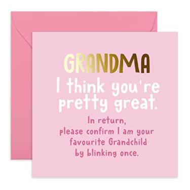 Imagem de Central 23 - Cartão de aniversário engraçado para a avó – "Grandma, I Think You're Pretty Great" – Cartão de aniversário da avó – Cartão de aniversário divertido para ela – Vem com adesivos divertidos