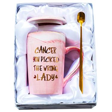 Imagem de Mugpie Presentes de câncer de mama para mulheres - Presentes de quimioterapia para pacientes sobreviventes de câncer - Caneca de presente para amigos de conscientização do câncer de mama de ovário -