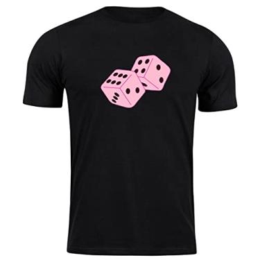 Imagem de Camiseta algodão dado rosa camisa gamer geek divertida jogos Cor:Preto;Tamanho:GG