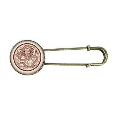 Imagem de Retrato de dragão chinês círculo animal retrô metal broche broche clipe jóias