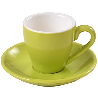 Imagem de ionEgg Xícara de café expresso de porcelana com pires, copo de café expresso, 80 ml, verde