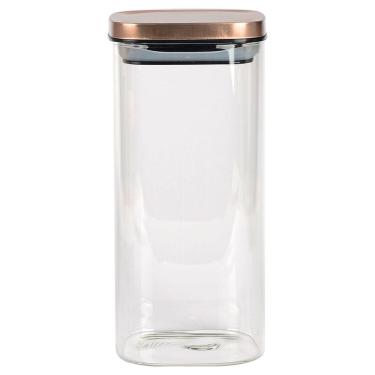 Imagem de Porta Mantimentos Quadrado Dynasty em Vidro Borossilicato com Tampa de Metal Cobre – 1,4L