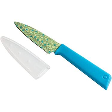 Imagem de Kuhn Rikon Colori+ Faca de descascar reta antiaderente com bainha de segurança, lâmina de 10,16 cm, mirtilo selvagem