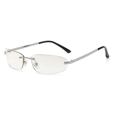 Imagem de Hip Hop Óculos de Sol Masculino Vintage Óculos de Prata Espelho Uv400 Óculos de Sol Oval Sem Aro Para Mulheres Liga, 2, Sem Estojo
