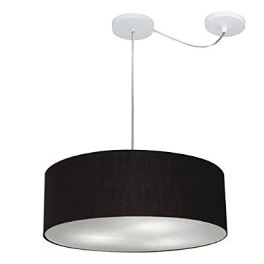 Imagem de Lustre Pendente com Desvio de Centro Cúpula Tecido 45x15 cm, Vivare Iluminação, Pendente4222 PR, Preto, Médio
