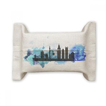 Imagem de London Tower Bridge Outline England Suporte de capa de papel para lenços faciais Bolsa de linho de algodão