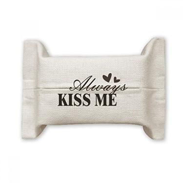 Imagem de Bolsa de linho de algodão com citação Always Kiss Me