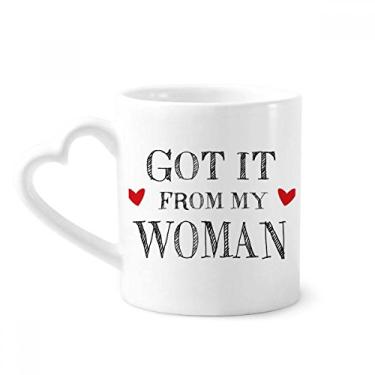 Imagem de Caneca Got It From My Woman Dia dos Namorados Café Cerâmica Copo de Coração de Vidro